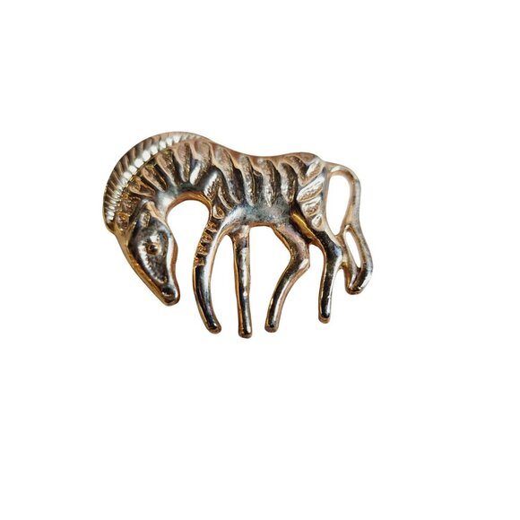 Vintage Zebra Brooch 1970s Zebra Pin Collectible Textured Cute Zebra Brooch - Picture 1 of 4